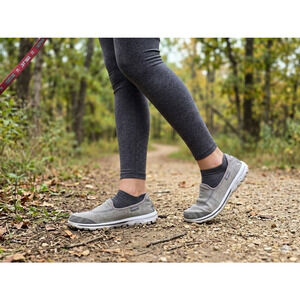 Skechers Women's Go Walk Gray Textile Slip-On Walking Shoes Size 8